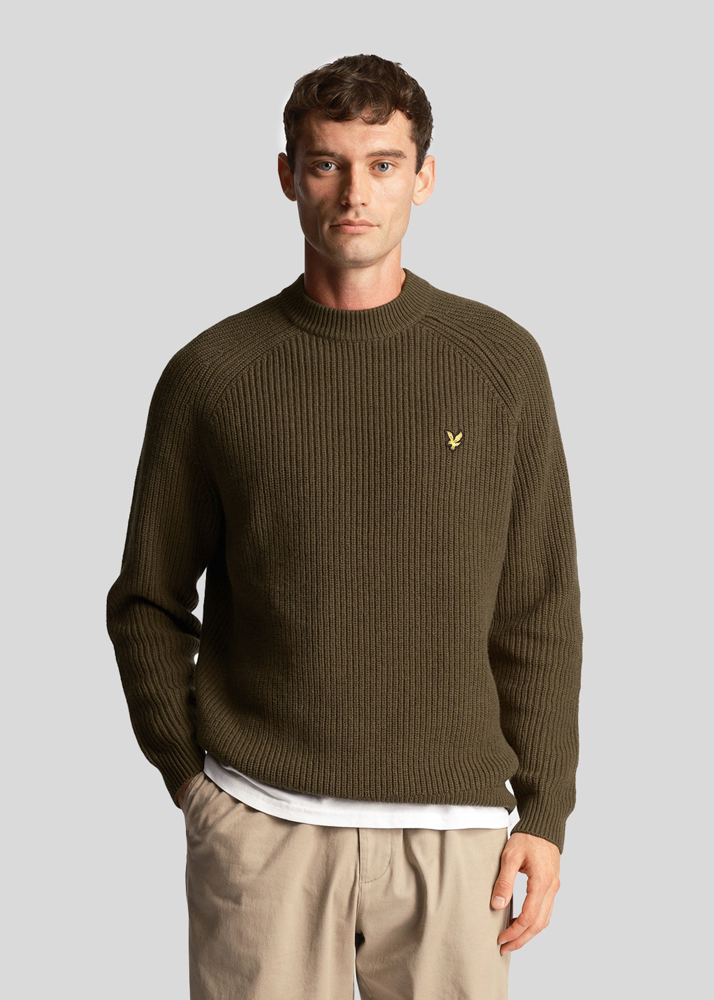 Lyle & Scott Truien Shaker stitch mock neck - olive