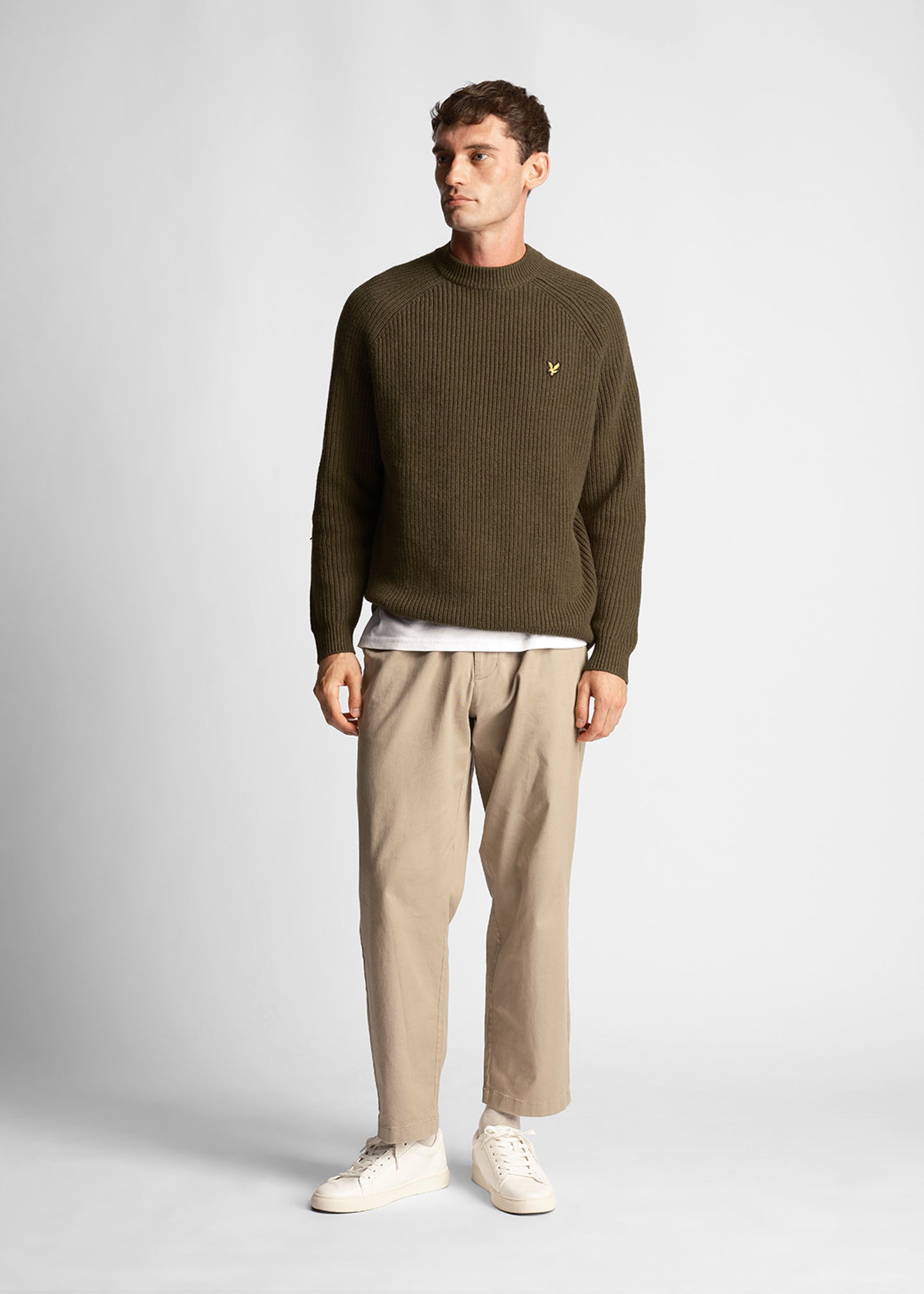 Lyle & Scott Truien Shaker stitch mock neck - olive