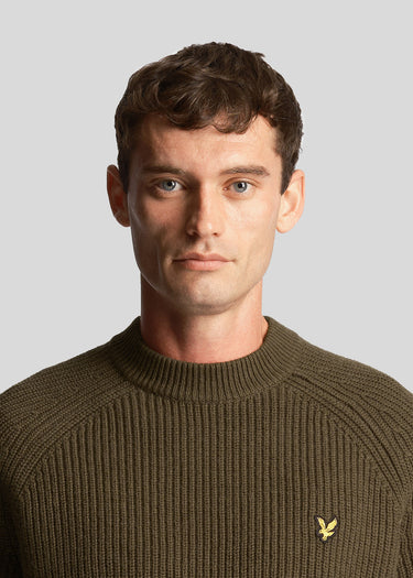 Lyle & Scott Truien Shaker stitch mock neck - olive