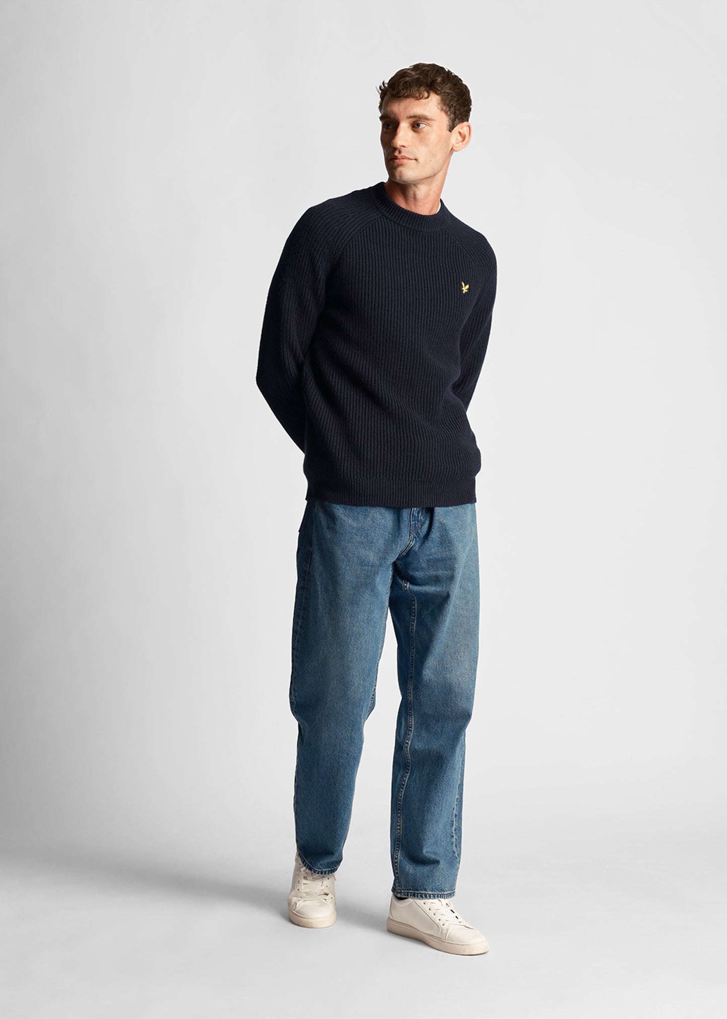 Lyle & Scott Truien Shaker stitch mock neck - dark navy