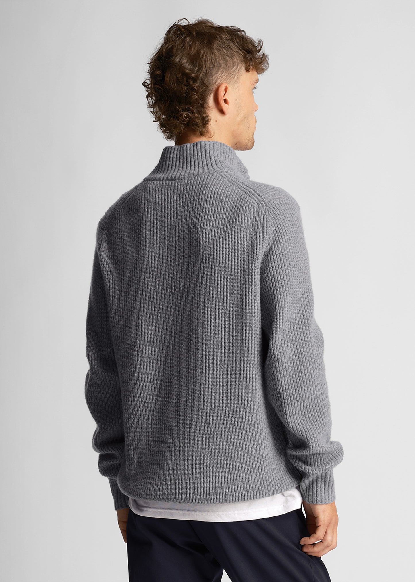 Lyle & Scott Truien Ribbed quarter zip jumper - mid grey marl