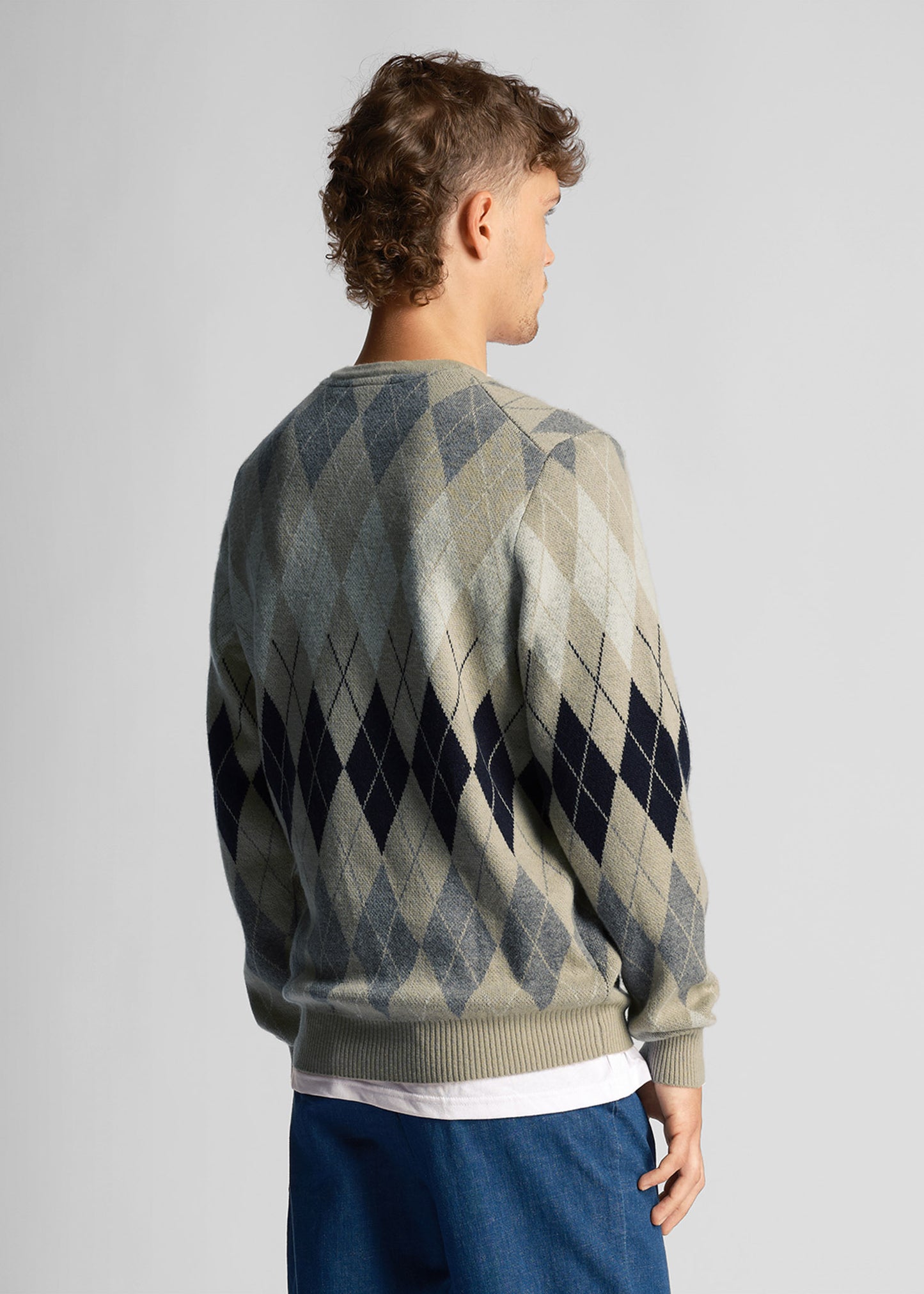 Lyle & Scott Truien British argyle crew neck - cove