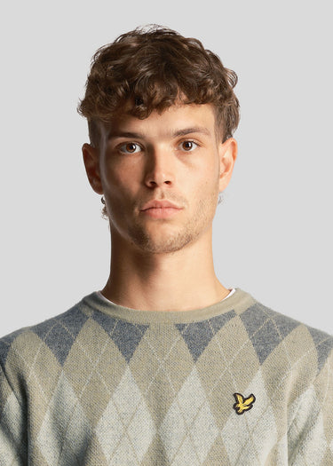 Lyle & Scott Truien  British argyle crew neck - cove