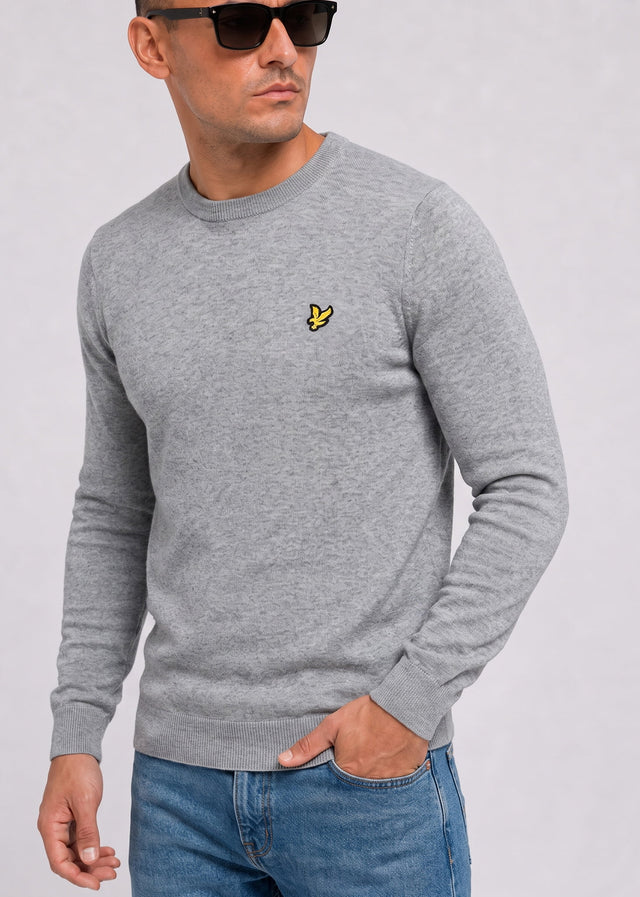 Lyle & Scott Truien Cotton merino crew neck jumper - mid grey marl