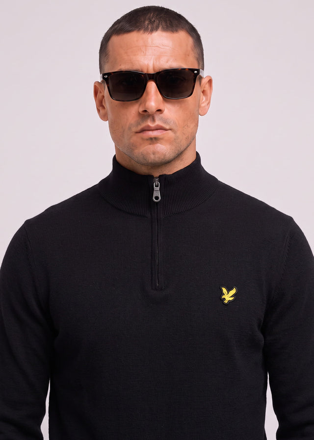 Lyle & Scott Truien Cotton merino quarter zip jumper - jet black