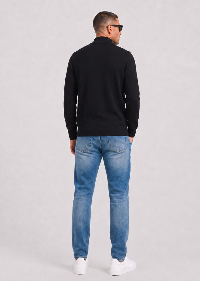 Lyle & Scott Truien Cotton merino quarter zip jumper - jet black