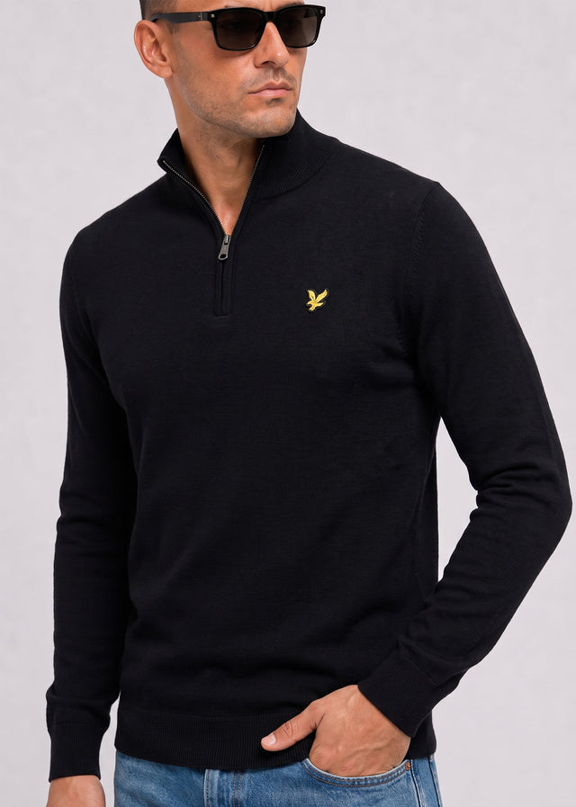 Lyle & Scott Truien Cotton merino quarter zip jumper - jet black