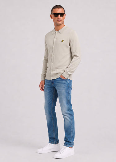 Lyle & Scott Overhemden Cotton merino knitted shirt - cove