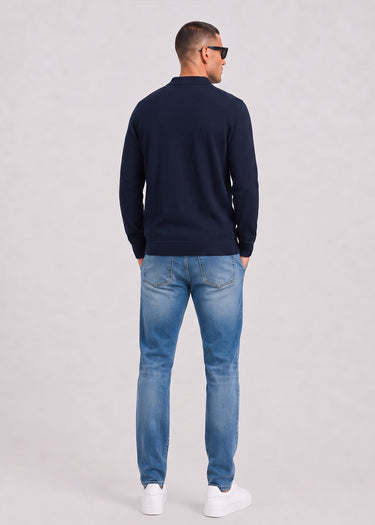 Lyle & Scott Overhemden Cotton merino knitted shirt - dark navy