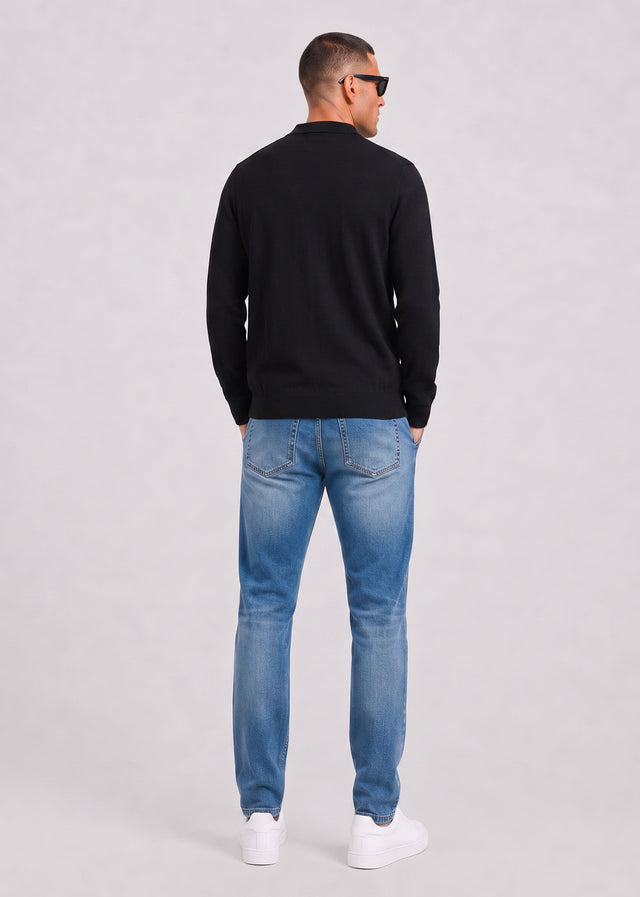 Lyle & Scott Truien Cotton merino knitted shirt - jet black