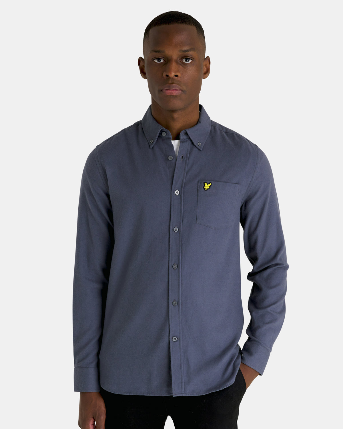 Lyle & Scott Overhemden Plain flannel shirt - gunmetal