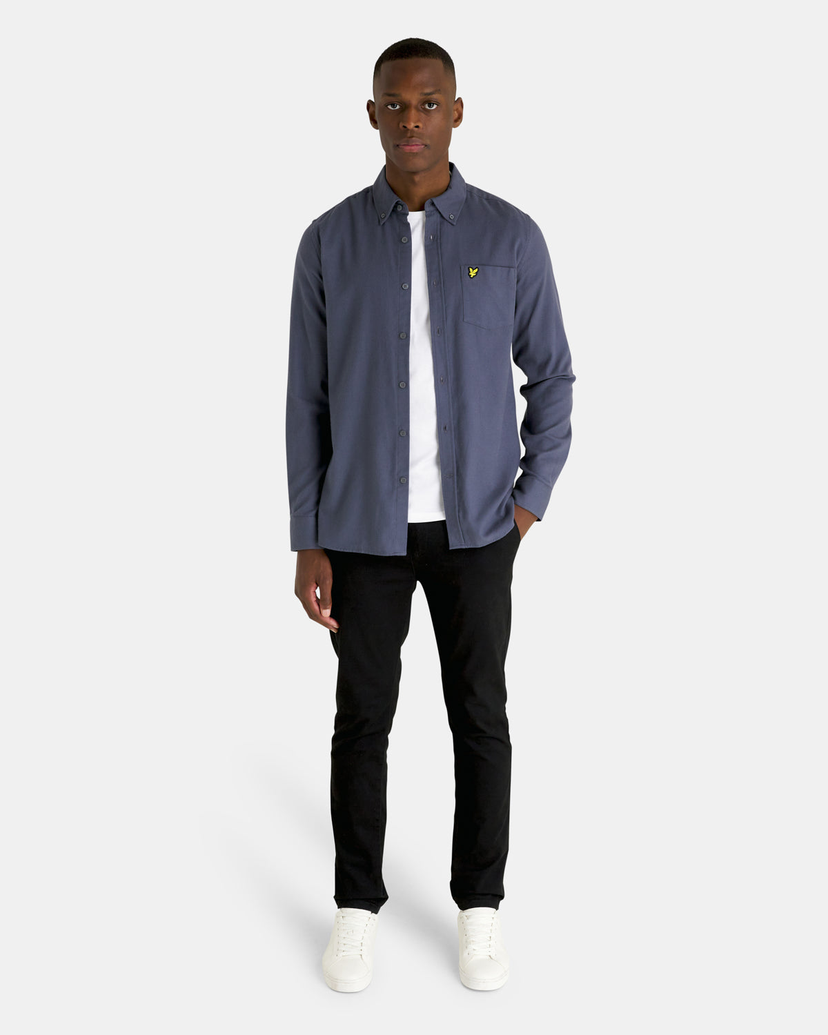 Lyle & Scott Overhemden Plain flannel shirt - gunmetal