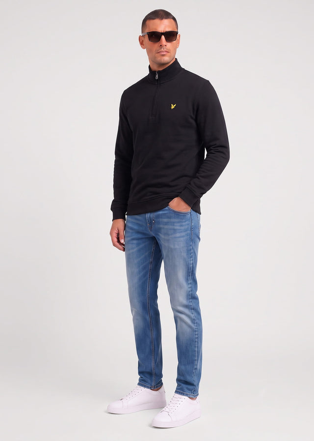 Lyle & Scott Truien Loopback quarter zip sweat - jet black