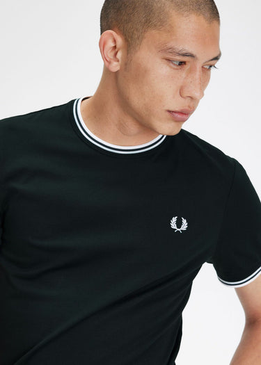 Fred Perry T-shirts Twin tipped t-shirt - night green snow white