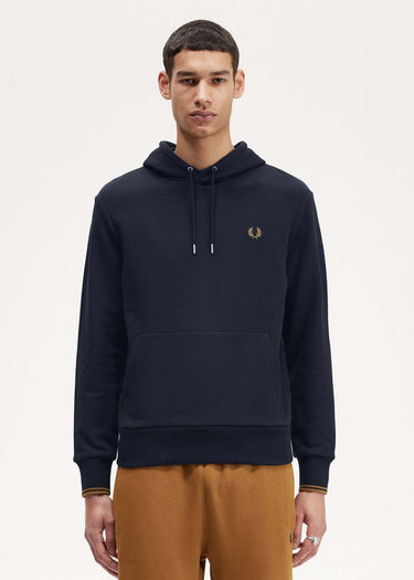 Fred Perry Hoodies Tipped hooded sweatshirt - navy dark caramel