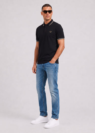 Fred Perry Polo's Twin tipped polo - black ecru laurel wreath green