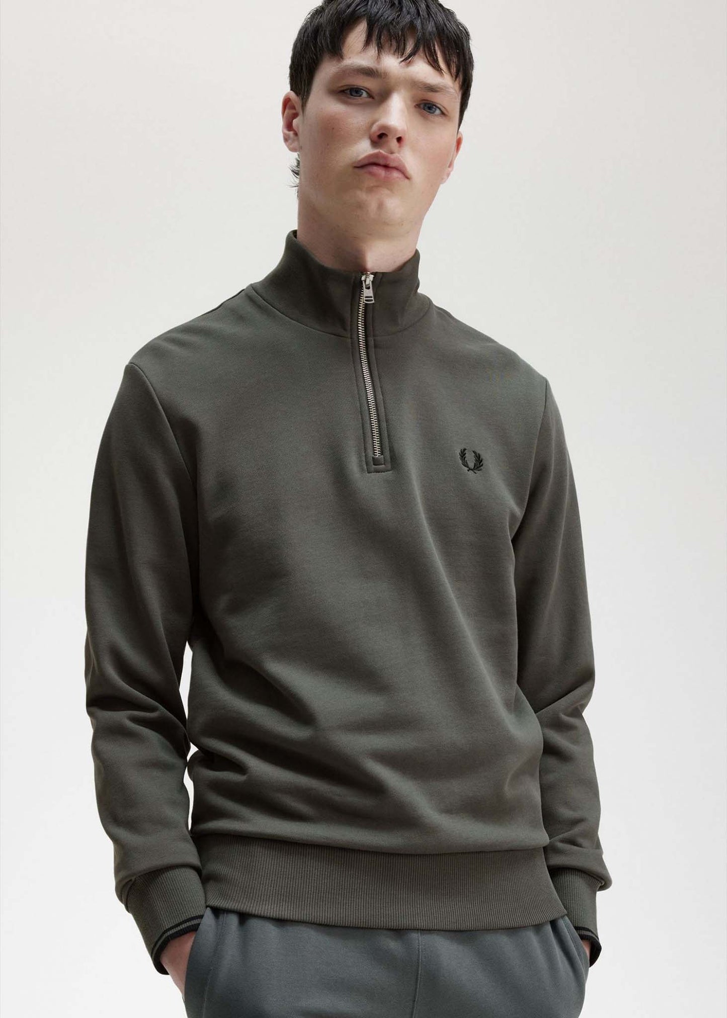 Fred Perry Truien Half zip sweatshirt - field green