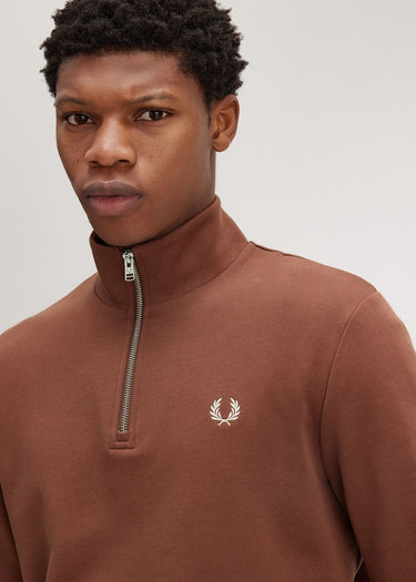 Fred Perry Truien Half zip sweatshirt - whisky brown porridge marl