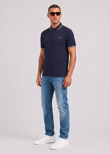 Fred Perry Polo's Twin tipped polo - twilight navy snow white dark caramel