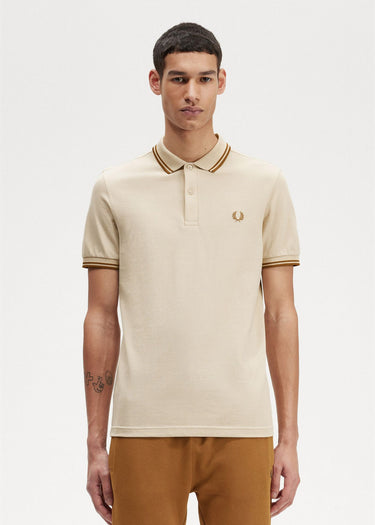 Fred Perry Polo's Twin tipped fred perry shirt - oatmeal