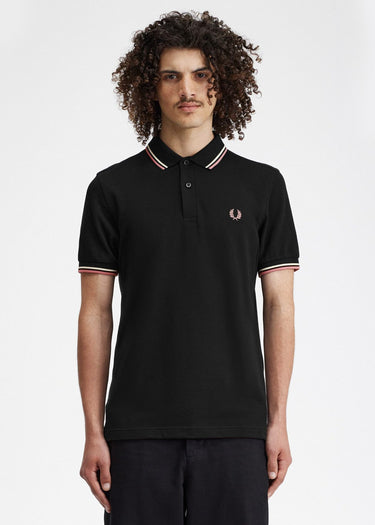 Fred Perry Polo's Twin tipped fred perry shirt - black ecru
