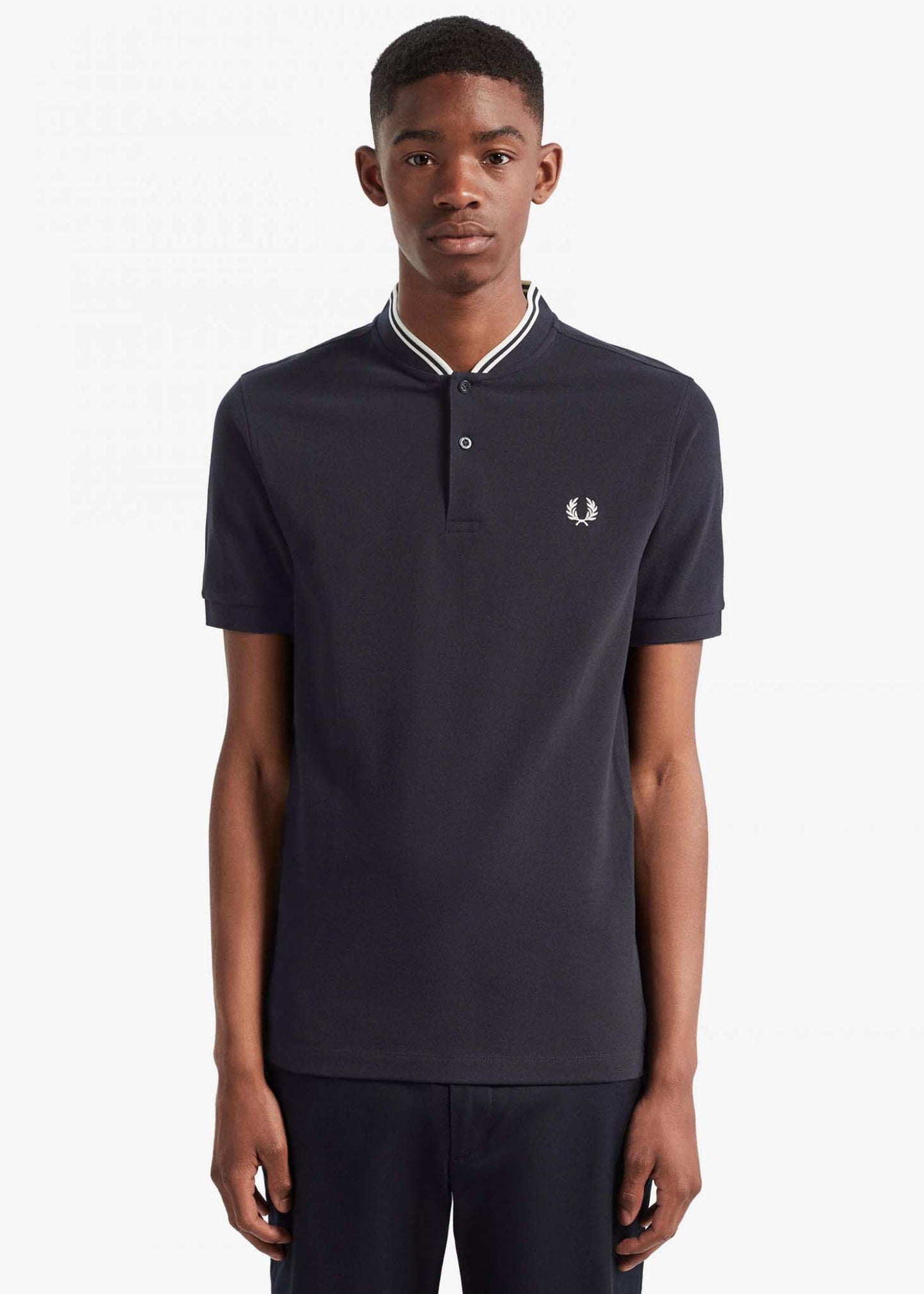 Bomber collar polo shirt - navy