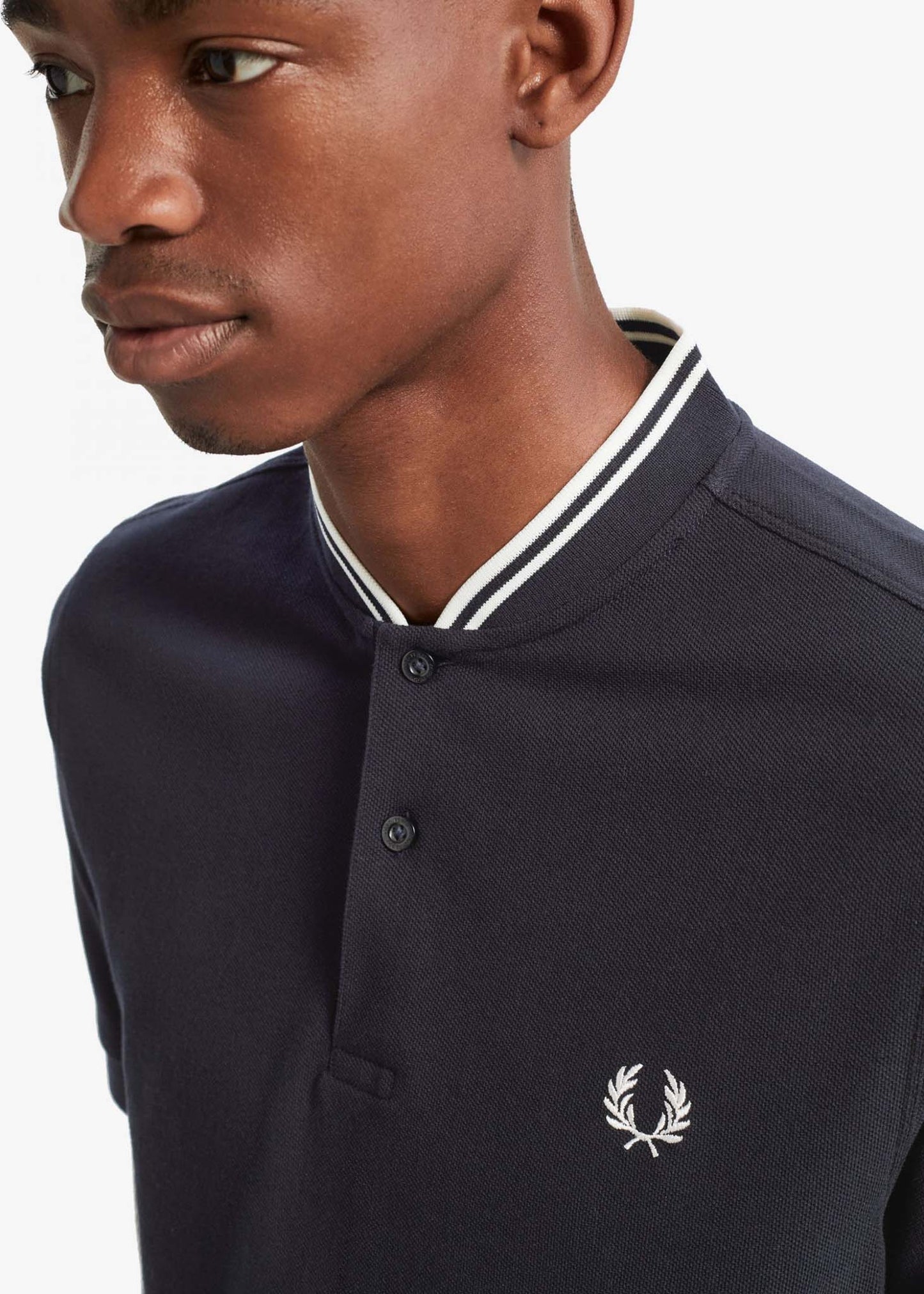 Bomber collar polo shirt - navy
