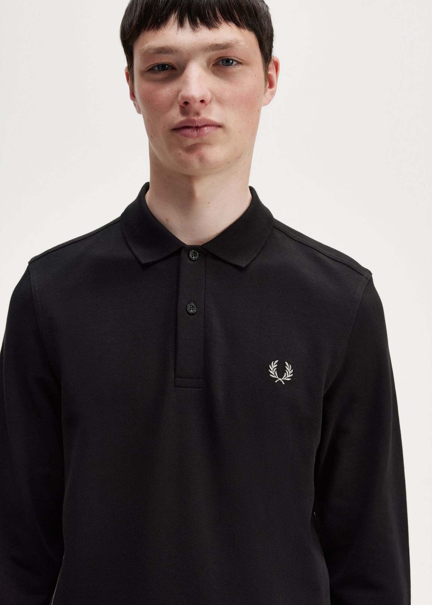 LS plain fred perry shirt - black chrome