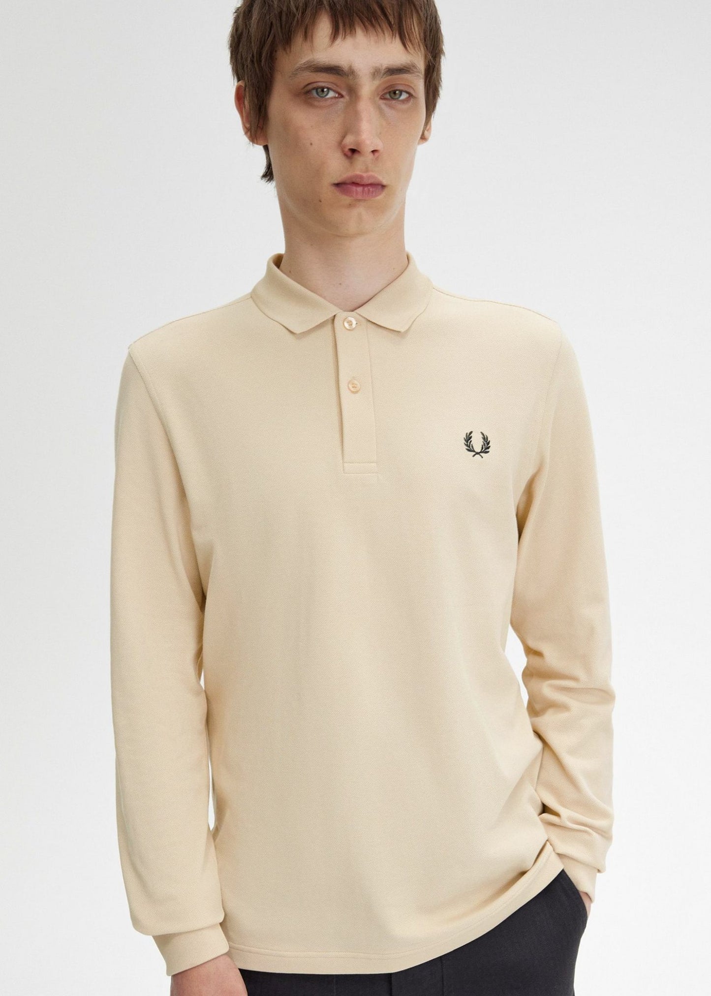 Fred Perry Longsleeve Polo's Ls plain fred perry shirt - oatmeal black