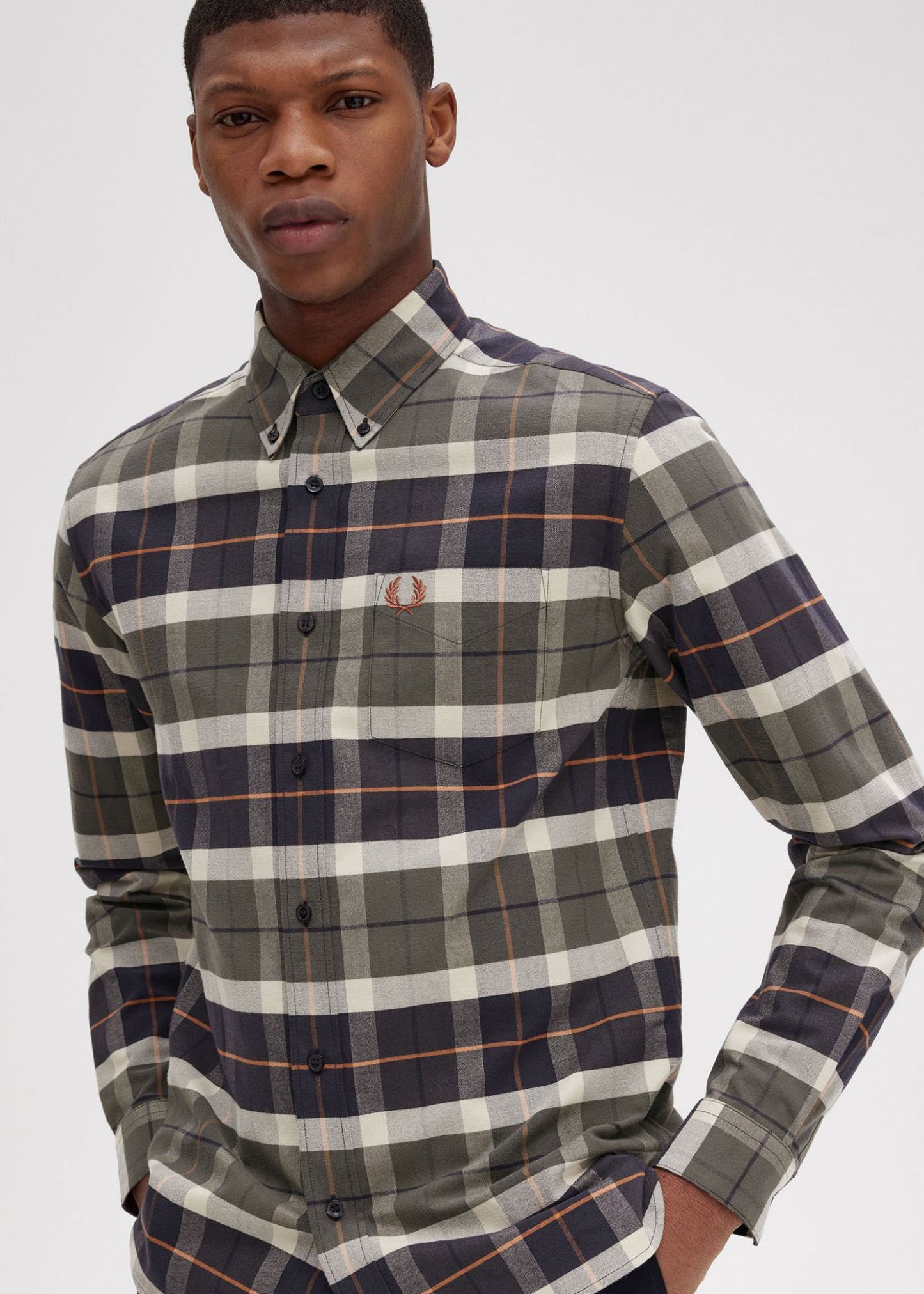 Fred Perry Overhemden Brushed tartan shirt - field green