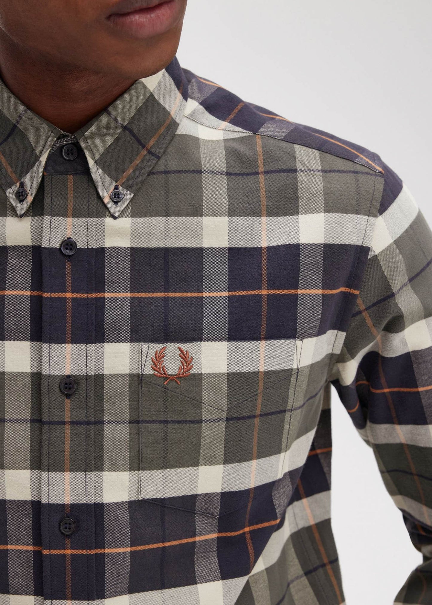 Fred Perry Overhemden Brushed tartan shirt - field green
