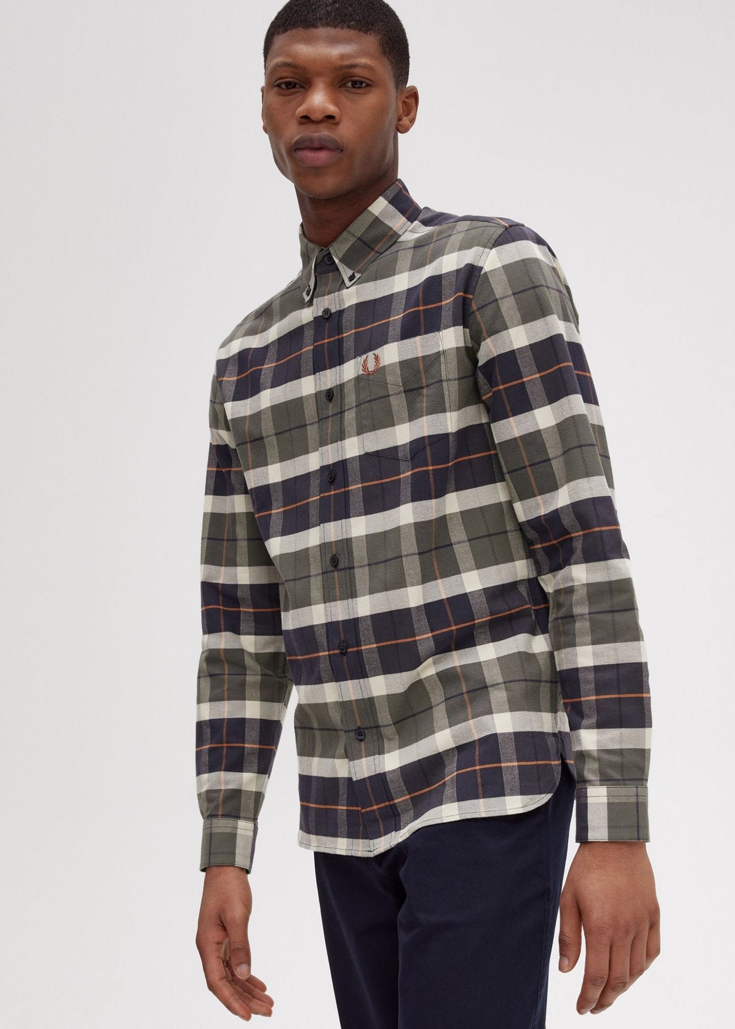Fred Perry Overhemden Brushed tartan shirt - field green