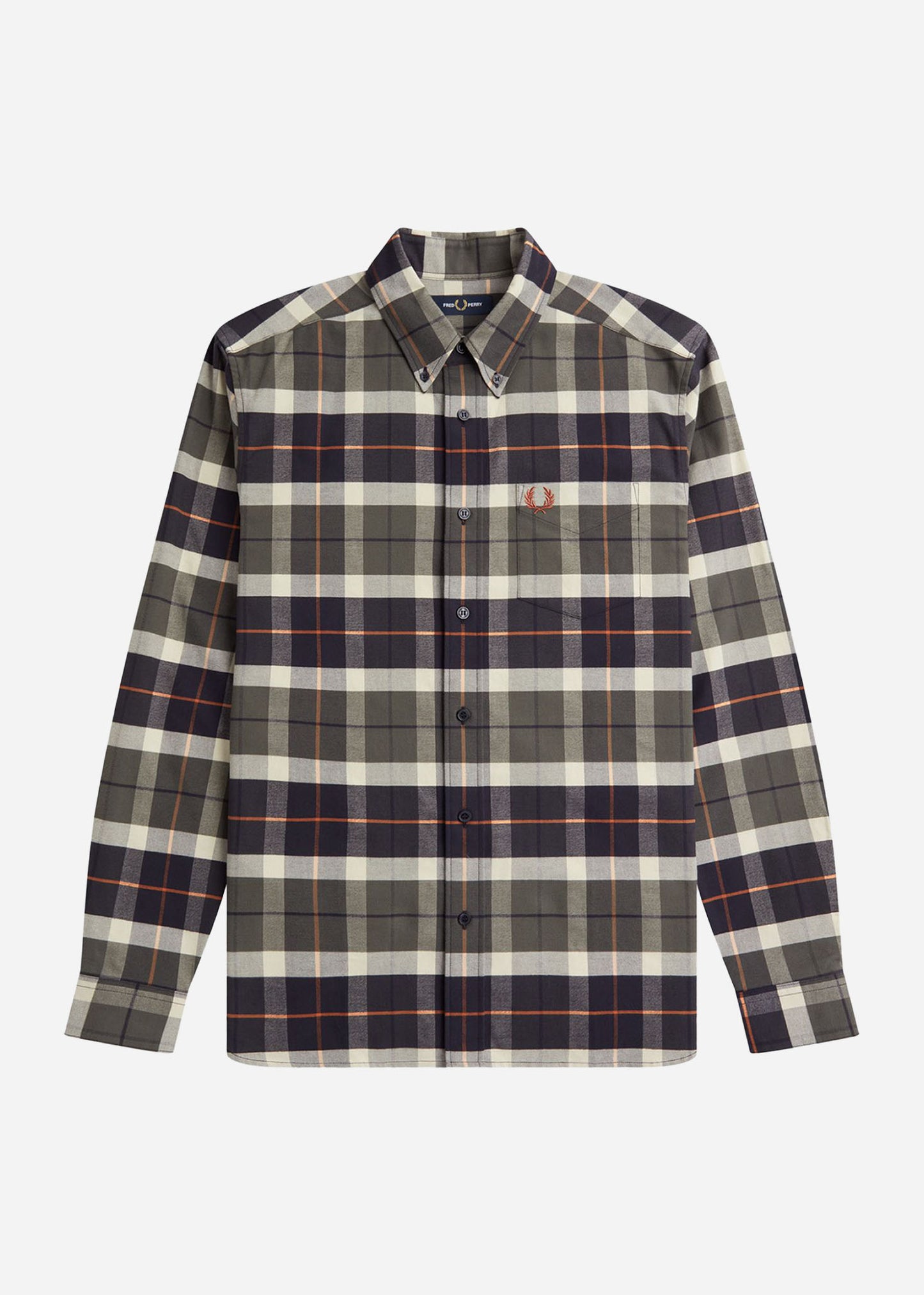 Fred Perry Overhemden Brushed tartan shirt - field green