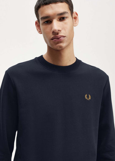 Fred Perry Truien Crew neck sweatshirt - navy dark caramel