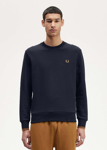 Fred Perry Truien Crew neck sweatshirt - navy dark caramel