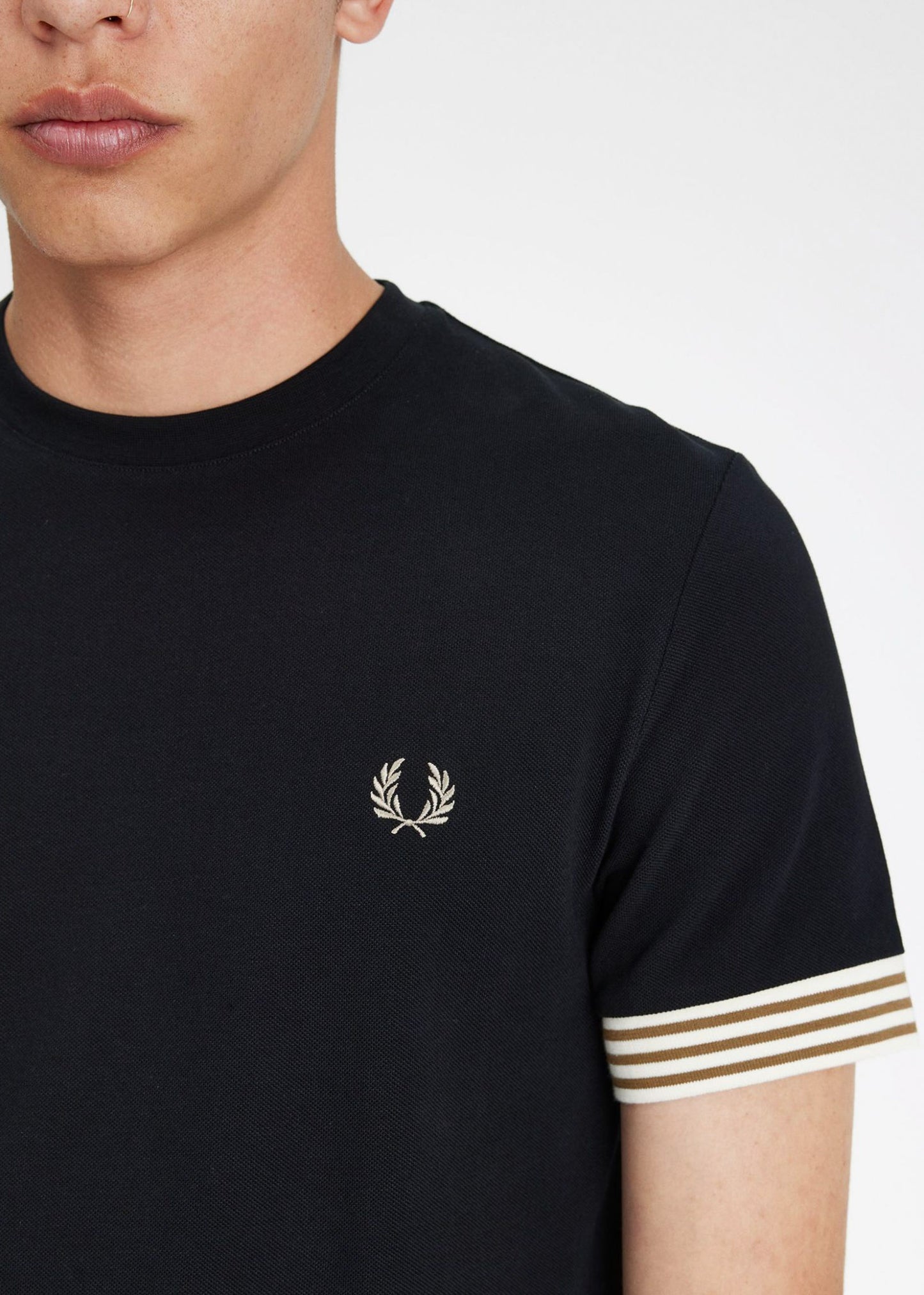 Fred Perry T-shirts Striped cuff t-shirt - black