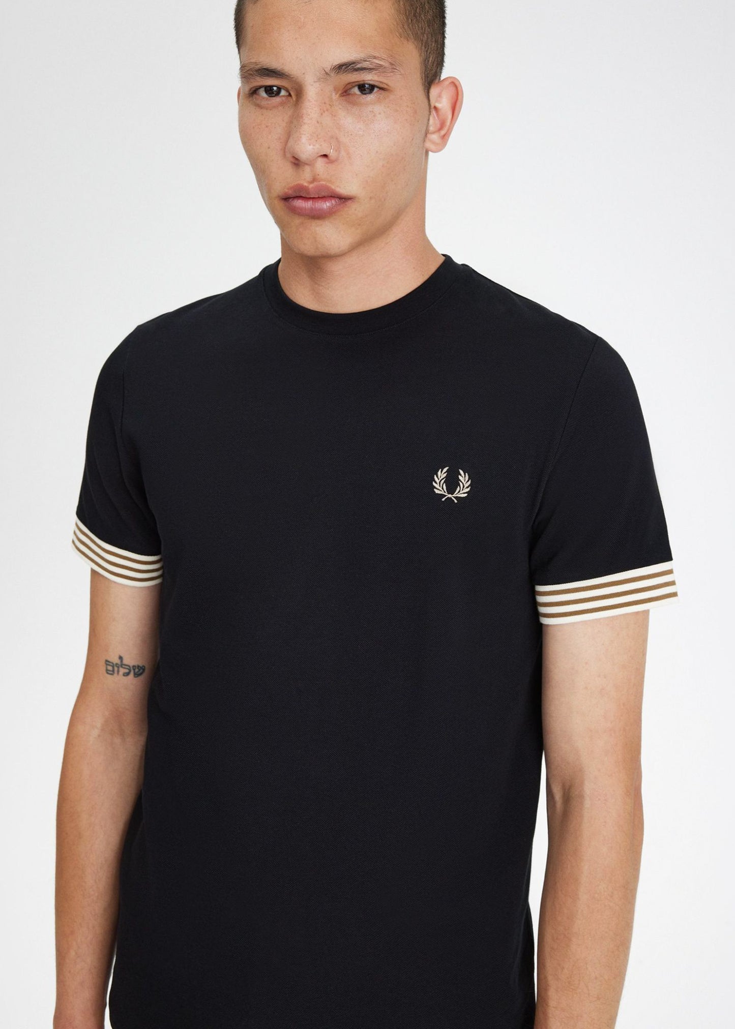 Fred Perry T-shirts Striped cuff t-shirt - black