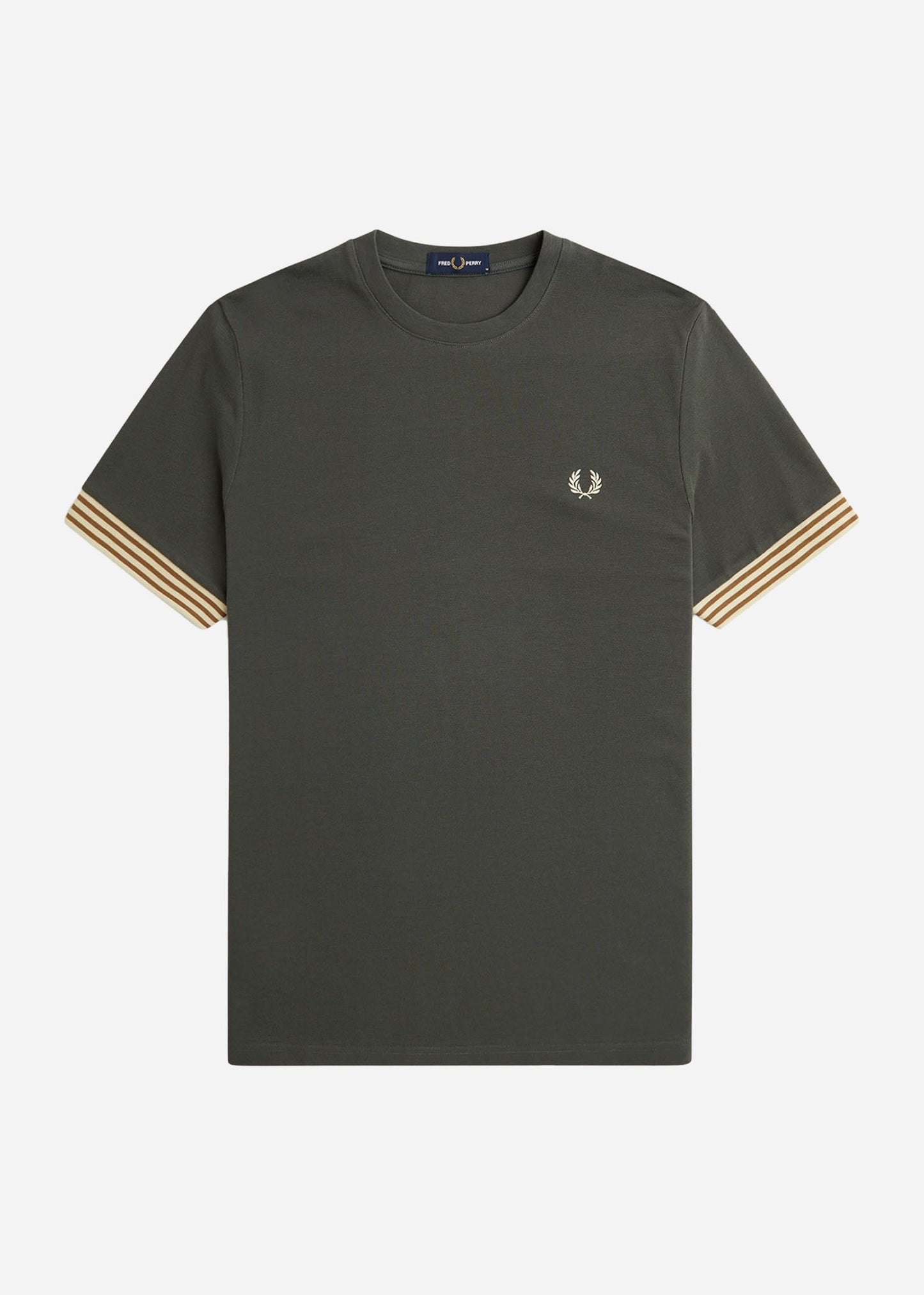 Fred Perry T-shirts Striped cuff t-shirt - field green