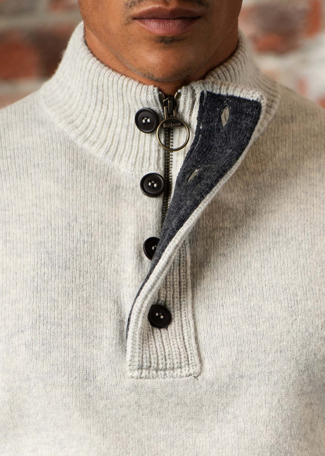 Barbour Sweaters Essential patch half zip knitted jumper - pearl
