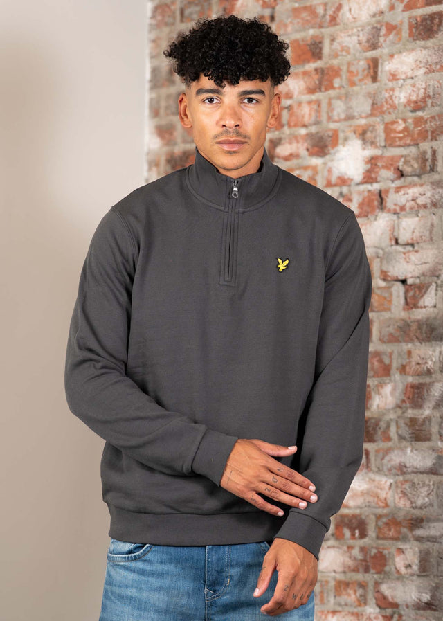 Lyle & Scott Truien Loopback quarter zip sweat - gunmetal
