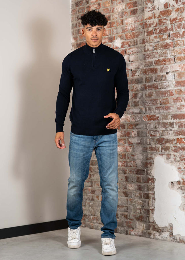 Lyle & Scott Truien Cotton merino quarter zip jumper - dark navy