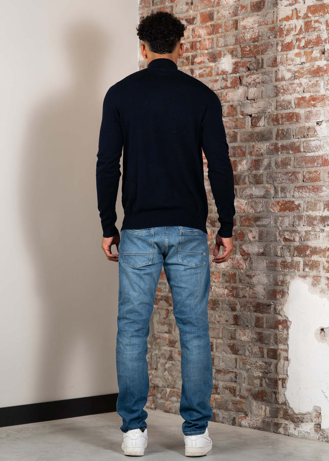 Lyle & Scott Truien Cotton merino quarter zip jumper - dark navy