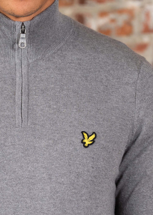 Lyle & Scott Truien Cotton merino quarter zip jumper - mid grey marl