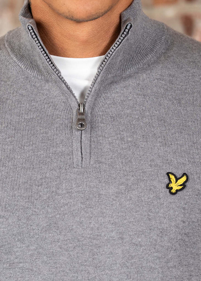 Lyle & Scott Truien Cotton merino quarter zip jumper - mid grey marl