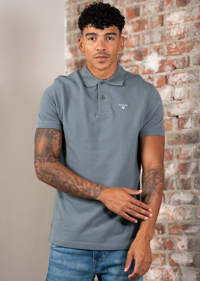 Barbour Polos Tartan pique polo shirt - bluestone