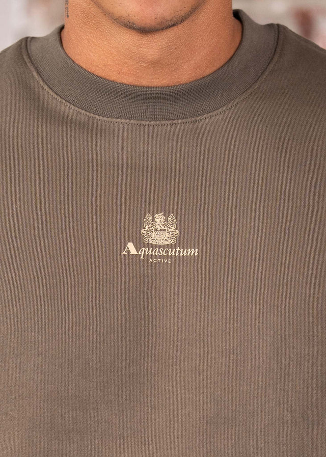 Aquascutum Sweaters Centered logo crewneck - army green