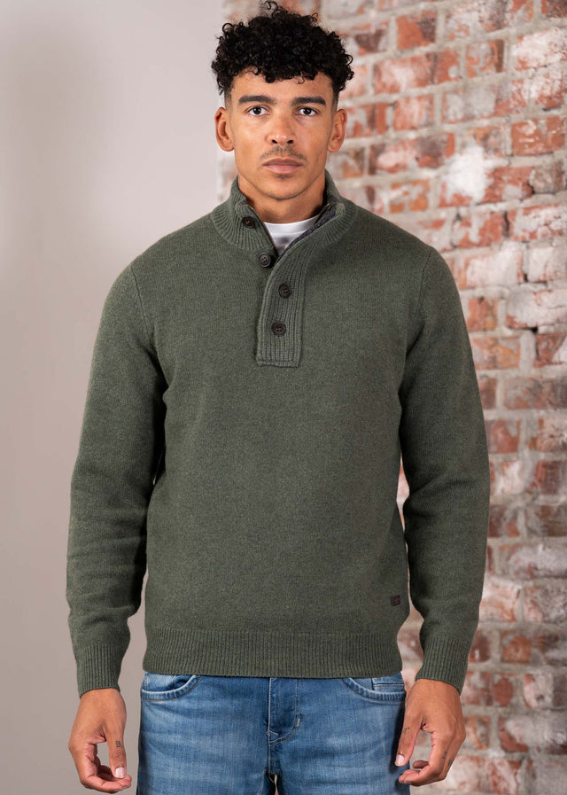 Barbour Truien Essential patch half zip knitted jumper - olive