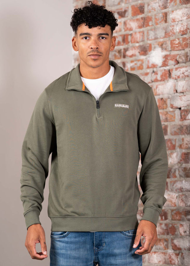 Napapijri Sweaters Small box quarter zip sweat - tea leaf