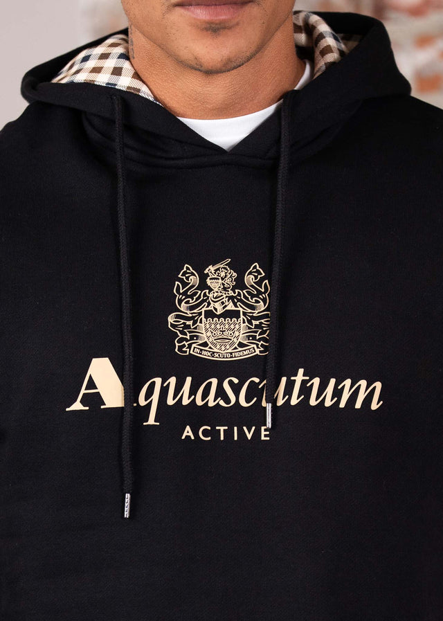Aquascutum Hoodies Big logo hoodie fleece - black