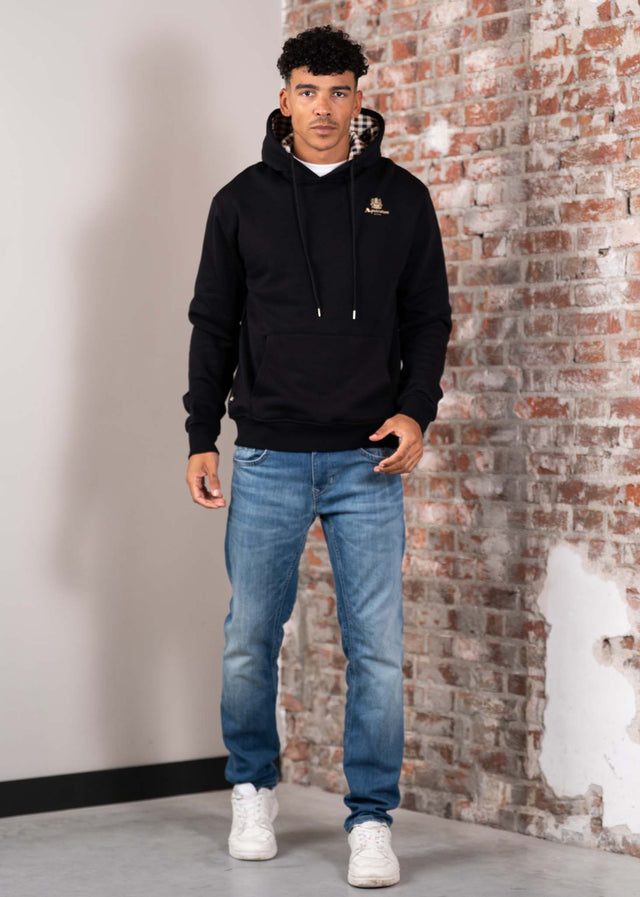 Aquascutum Hoodies Small logo hoodie fleece - black
